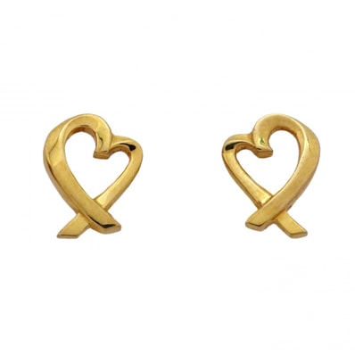 【6jdb0371】ティファニー ピアス ラビングハート K18YG イエローゴールド【中古】レディース
