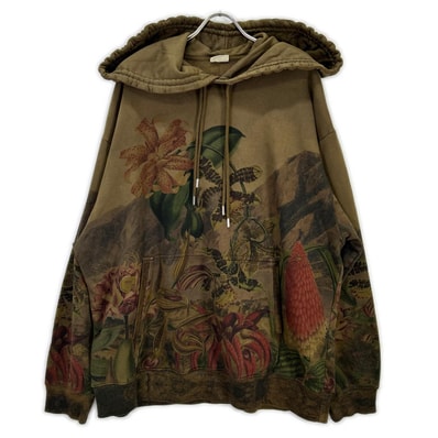 ドリスヴァンノッテン 23AW グリーン カーキ ボタニカル柄 総柄 フーディ パーカー L