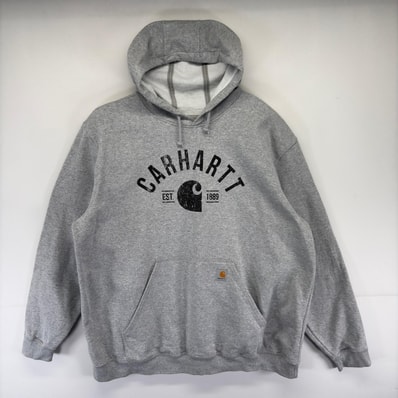 古着 カーハート Carhartt パーカー スウェット大きいサイズ プルオーバー ワンポイントロゴ 2XL グレー系 プリント メンズ