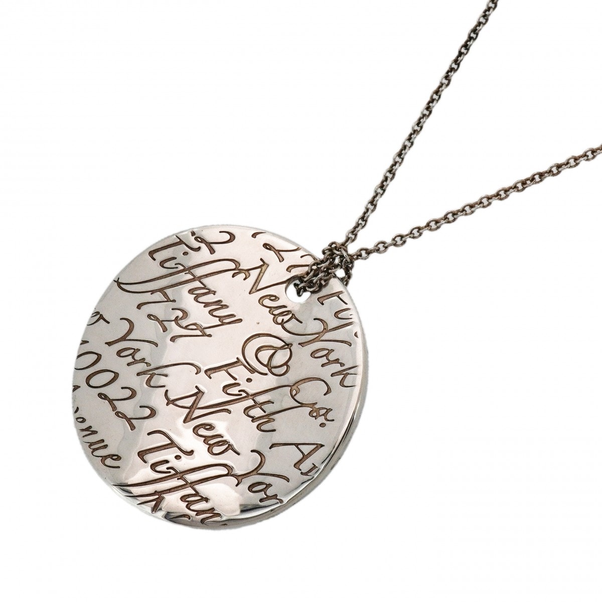 【6jcb0228-k】ティファニー ネックレス ノーツ 丸型 サークル シルバー925【中古】レディース