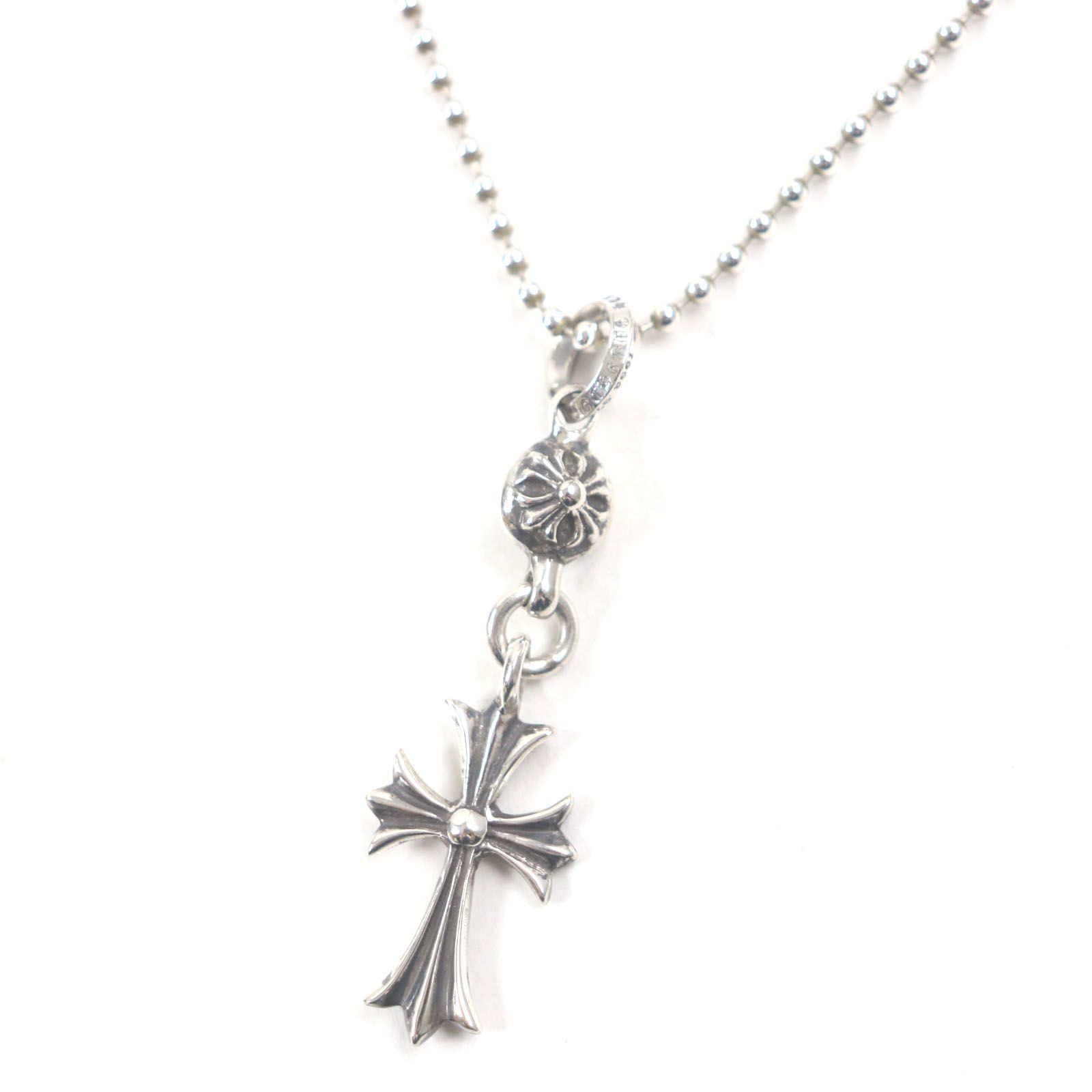 クロムハーツ ネックレス 1ボールタイニーCHクロス シルバー ブラック メンズ