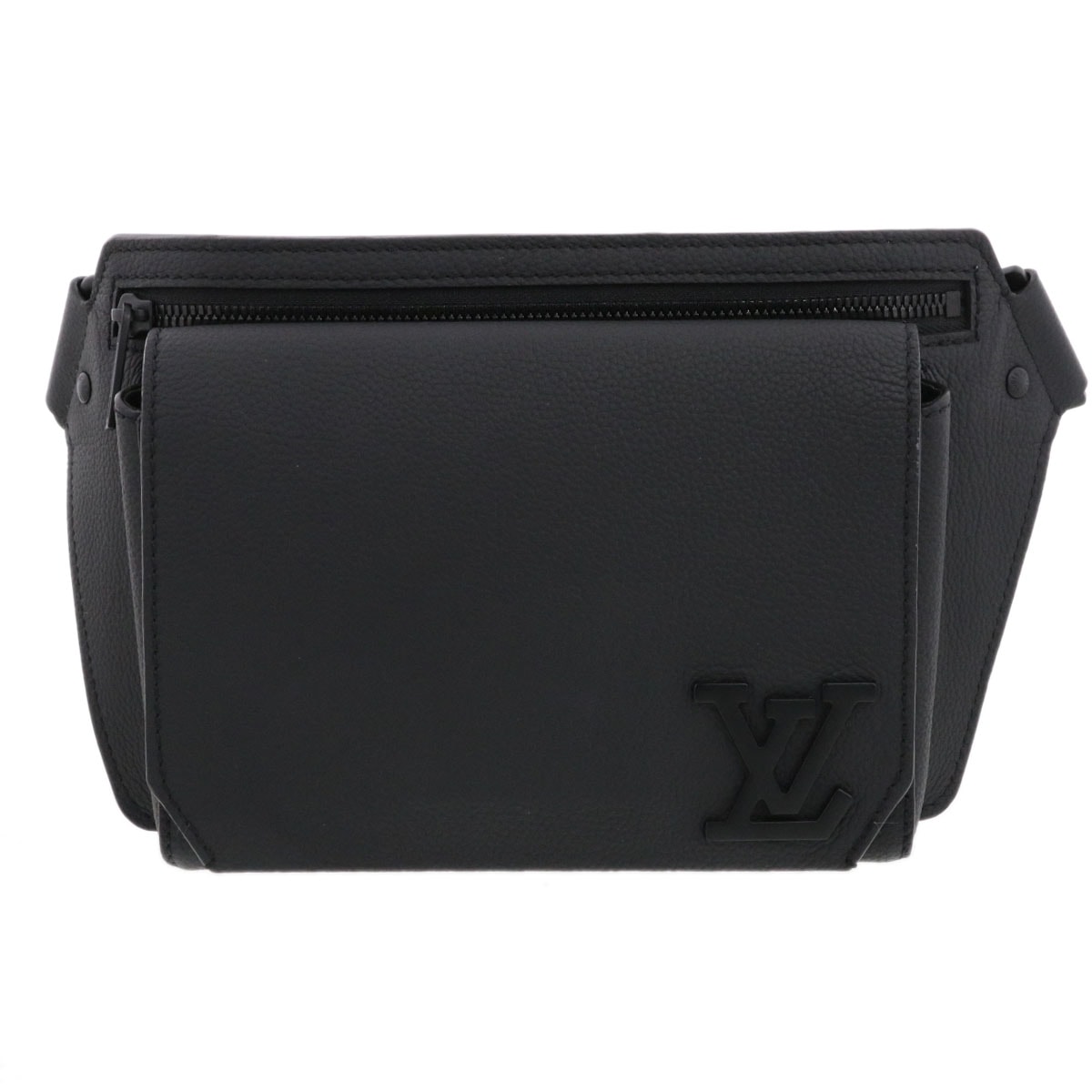 LOUIS VUITTON ルイ・ヴィトン LVアエログラム テイクオフ スリング ボディバッグ ウエストバッグ M57081 レザー ブラック メンズ【中古】