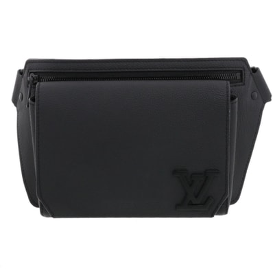 LOUIS VUITTON ルイ・ヴィトン LVアエログラム テイクオフ スリング ボディバッグ ウエストバッグ M57081 レザー ブラック メンズ【中古】