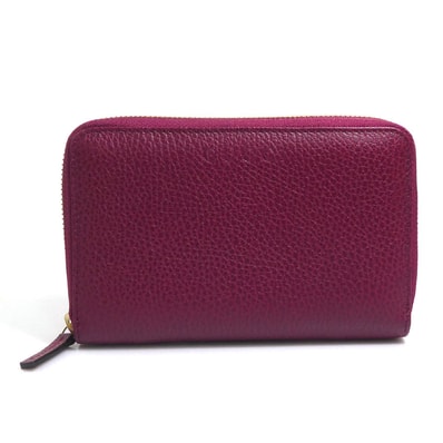 グッチ GUCCI 二つ折り財布 レザー ワインレッド レディース 420113【中古】 r11249i
