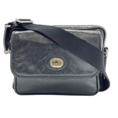 グッチ GUCCI インターロッキングG ショルダーバッグ レザー【中古】