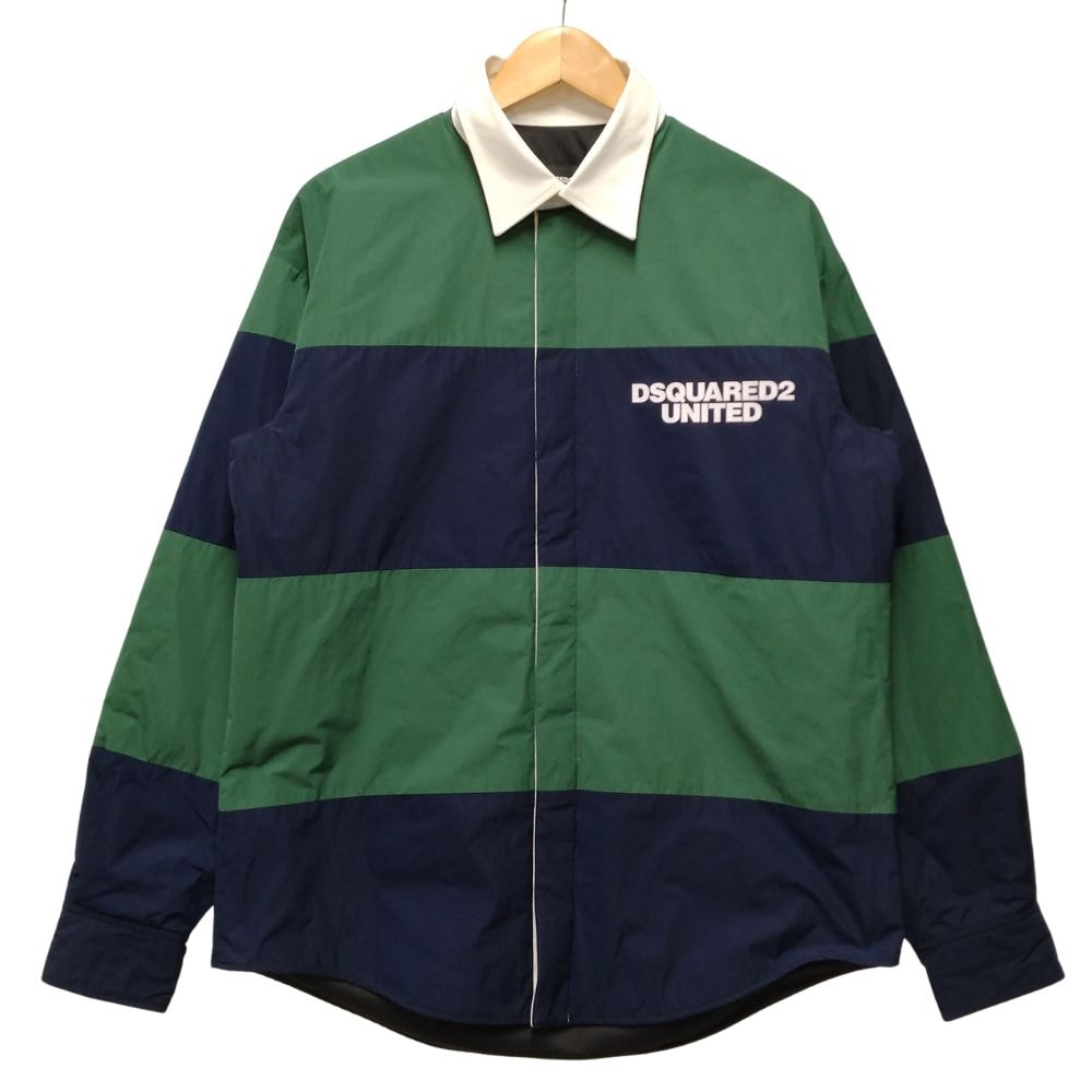 DSQUARED2 ディースクエアード 20AW 品番 S74DM0406 ラガーシャツ ジャケット グリーン×ネイビー サイズ46 35278