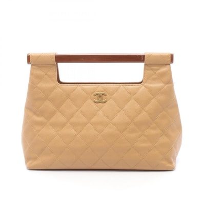 シャネル CHANEL マトラッセ ウッドハンドル ハンドバッグ バッグ カーフ(牛革) レディース ベージュ系 【中古】