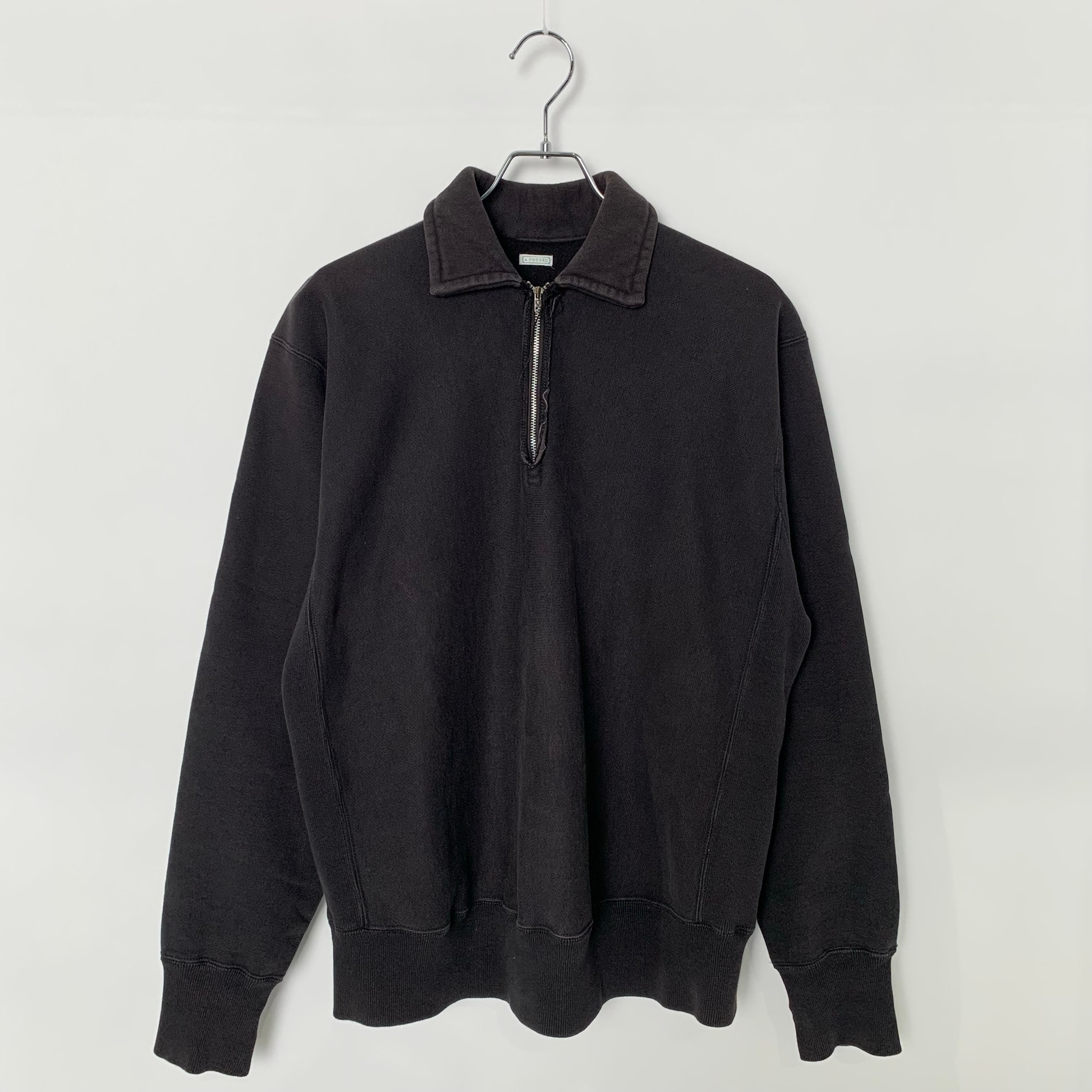 A.PRESSE Vintage Half Zip Sweatshirt "Black"