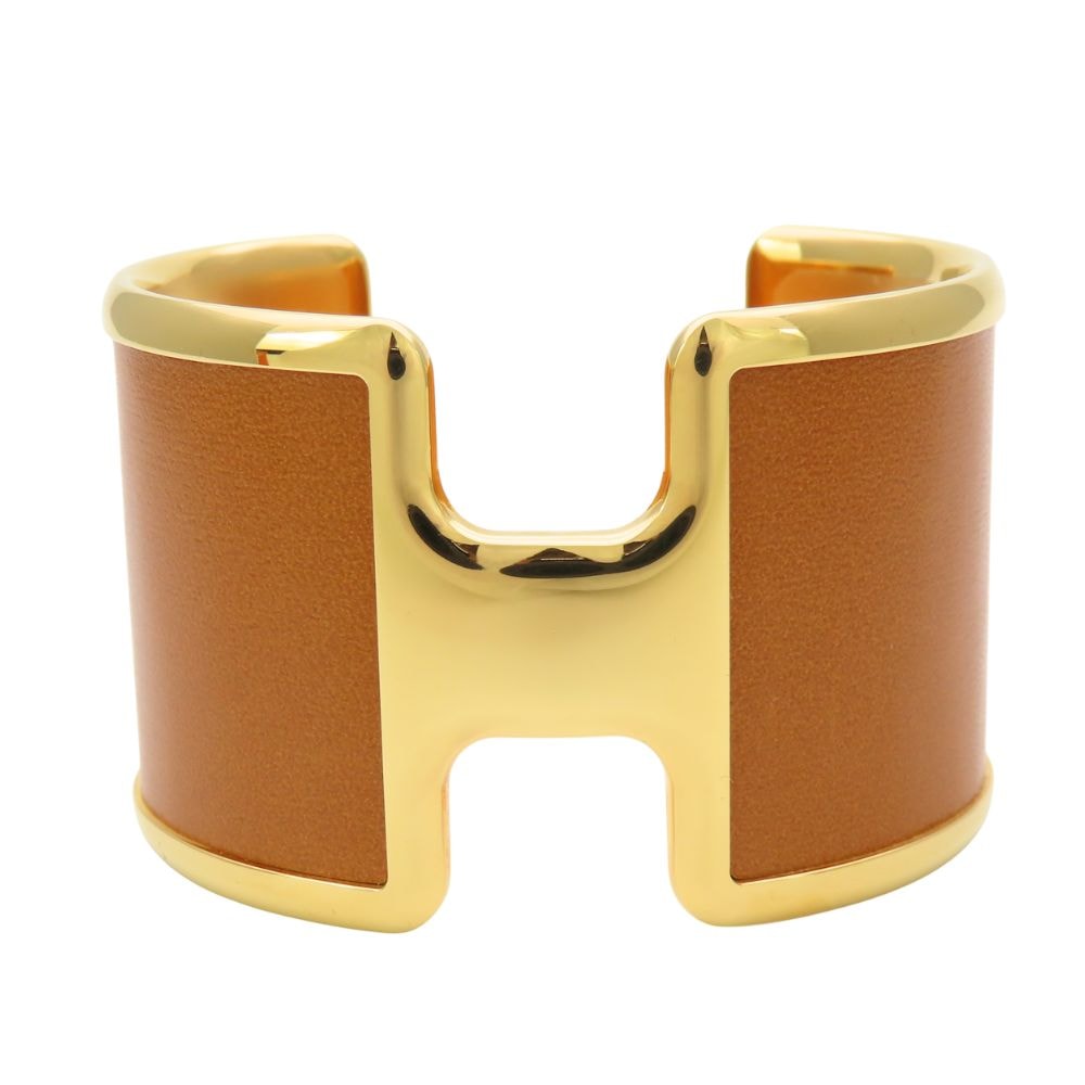 【中古】 エルメス バングル オランプ メタル レザー ゴールド ブラウン アクセサリー ブレスレット レディース 女性 HERMES