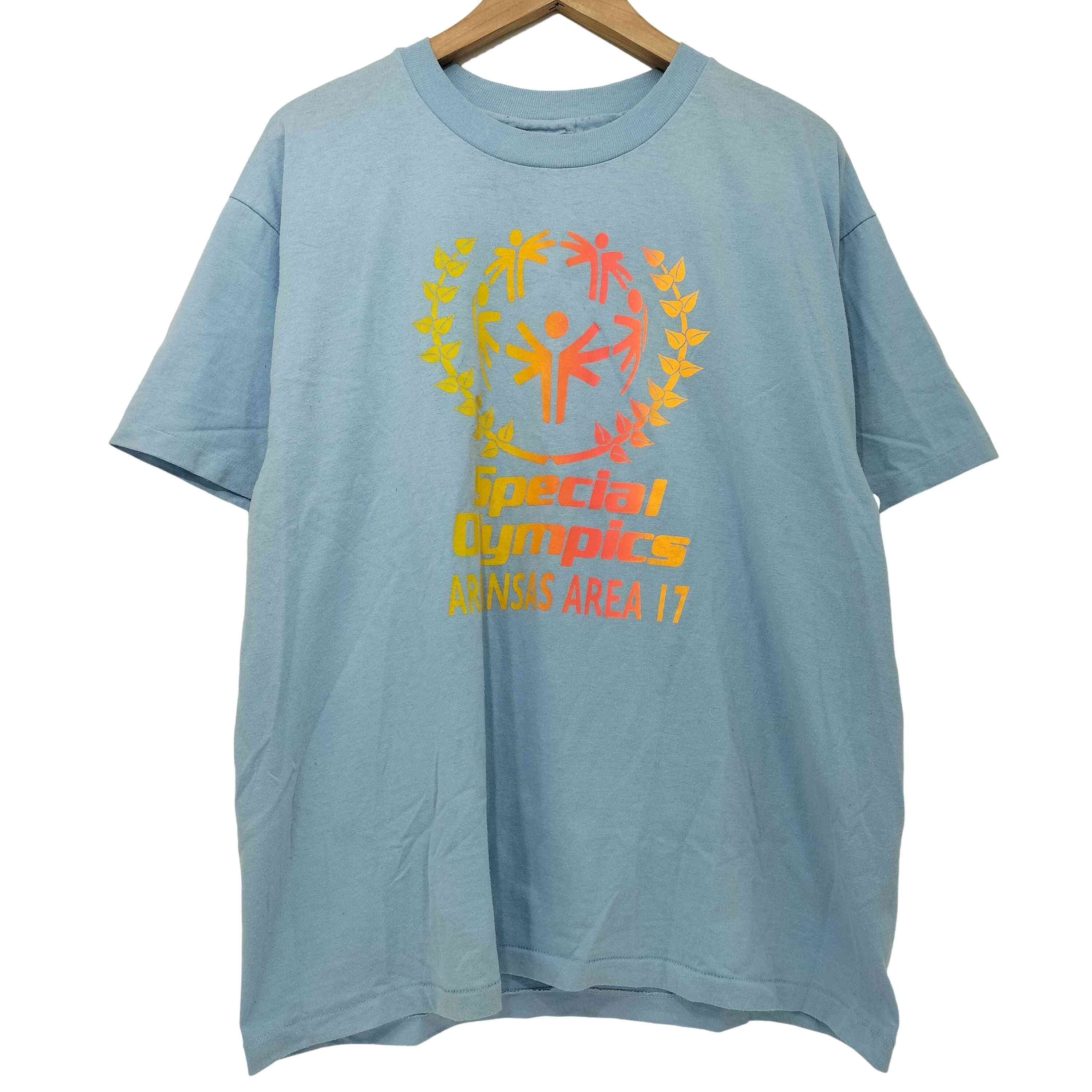 90s USA製 裾/袖シングル フロントプリント クルーネック Tシャツ【1142588097528】