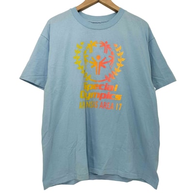 90s USA製 裾/袖シングル フロントプリント クルーネック Tシャツ【1142588097528】