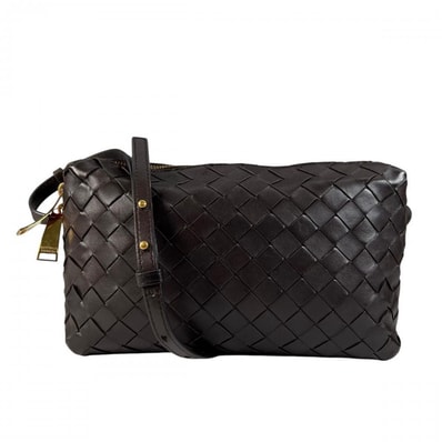 BOTTEGAVENETA ボッテガヴェネタ ショルダーバッグ イントレチャート ループ 597329 レザー ブラウン 茶 ゴールド金具 レディース 美品【中古品】