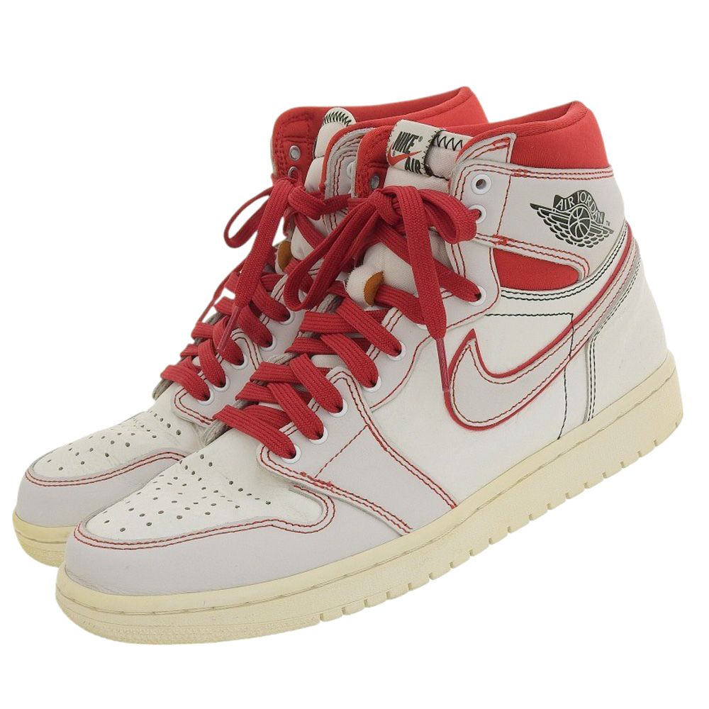 ナイキ Air Jordan 1 Retro High OG Sail University Red シューズ メンズ ホワイト レッド 27cm 555088-160 27