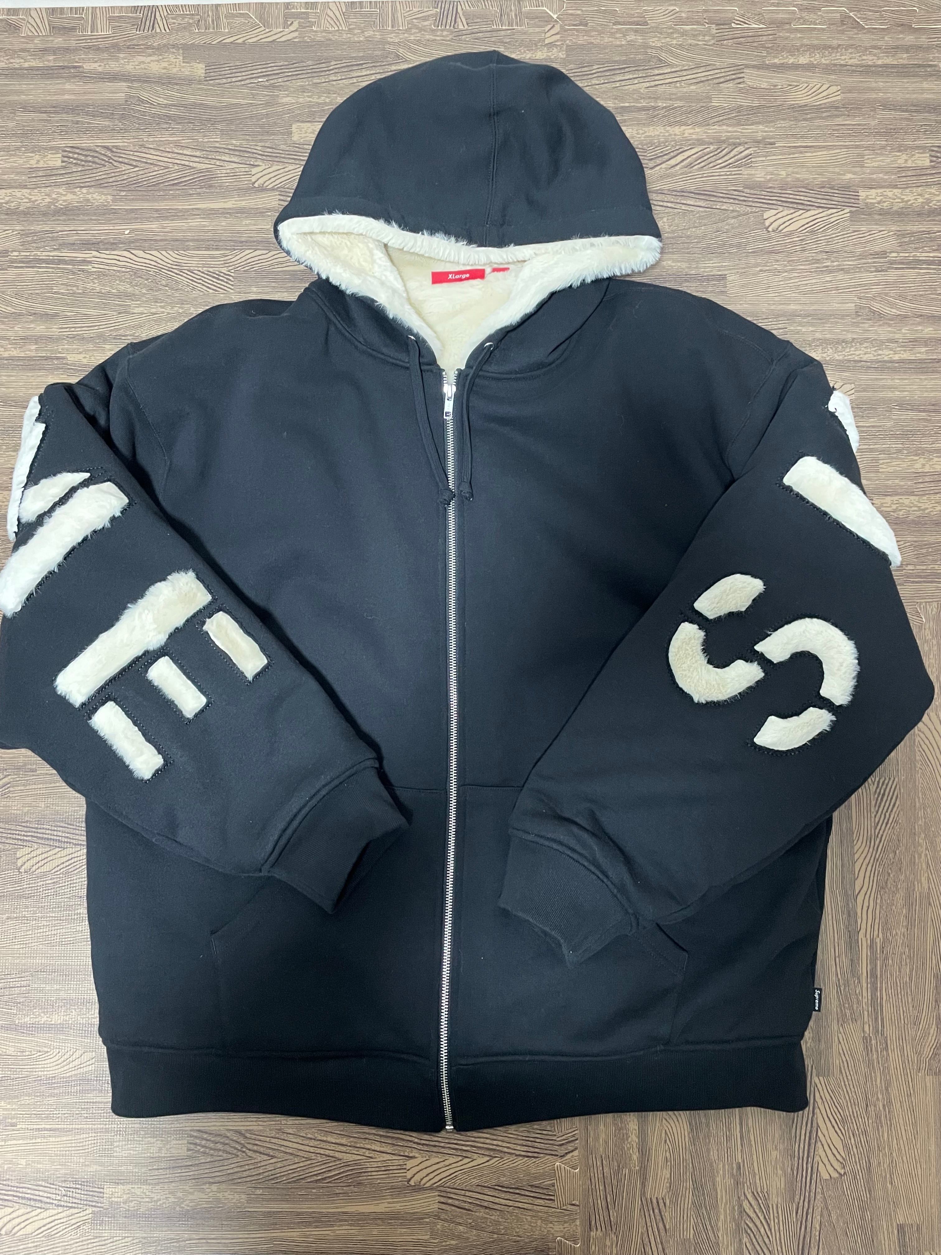 Supreme Faux Fur Lined Zip Up Hooded Sweatshirt "Black"