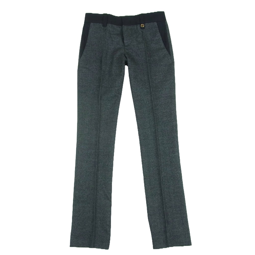 GUCCI グッチ パンツ 292768 カシミア混 ウール パンツ イタリア製 グレー系 ブラック系 36【中古】