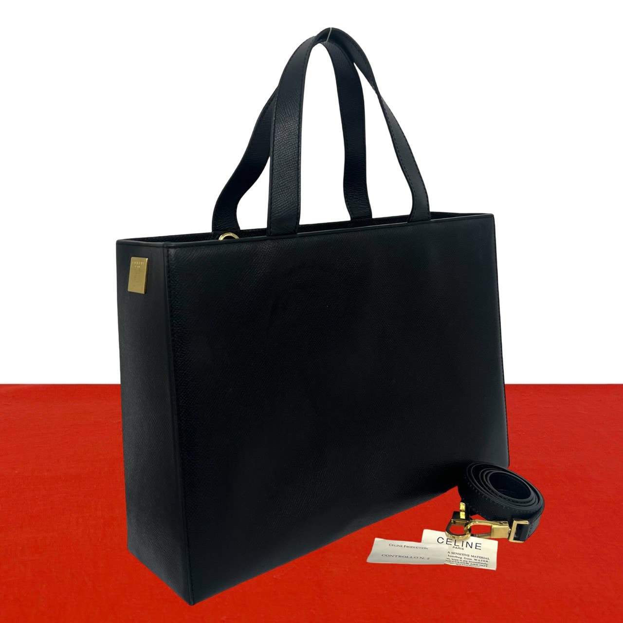 CELINE セリーヌ ロゴ 金具 レザー ショルダーバッグ ブラック
74090
