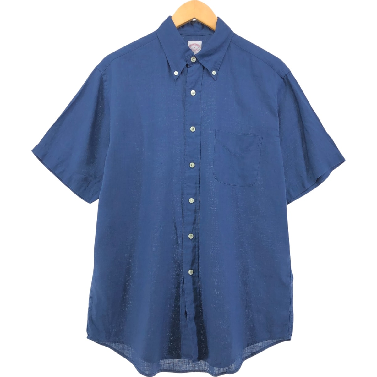 古着 ブルックスブラザーズ Brooks Brothers Est.1818 半袖 リネン ボタンダウンシャツ メンズM相当/eaa552951