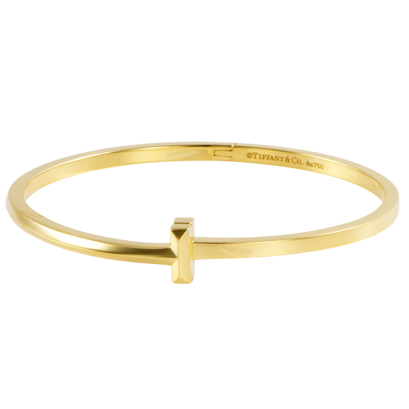 TIFFANY&Co. ティファニー ティファニーT Tワン ナロー ヒンジ バングル ブレスレット K18YG イエロー ゴールド【中古】