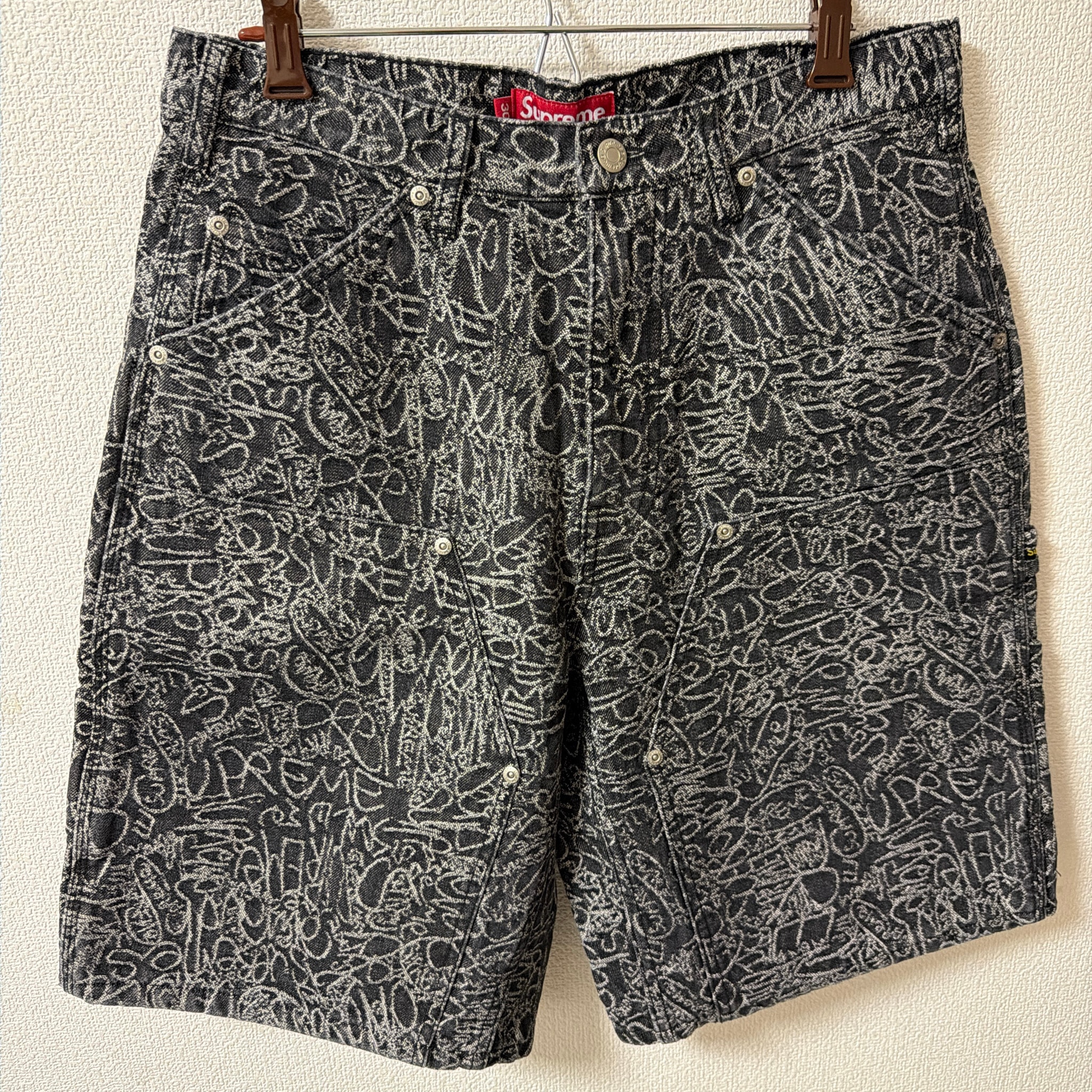 Supreme Handwriting Double Knee Denim Short "Black"