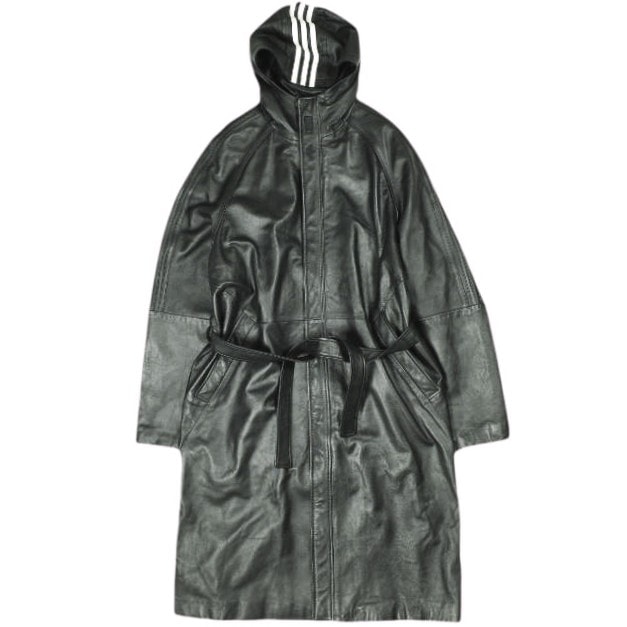 新品 KITH NYC x adidas キスニューヨークシティ アディダス 25SS 別注 Football Stadium Coat レザー フットボールスタジアムコート JD7940 M BLACK 革ジャン 定価275,000円 アウター g25999