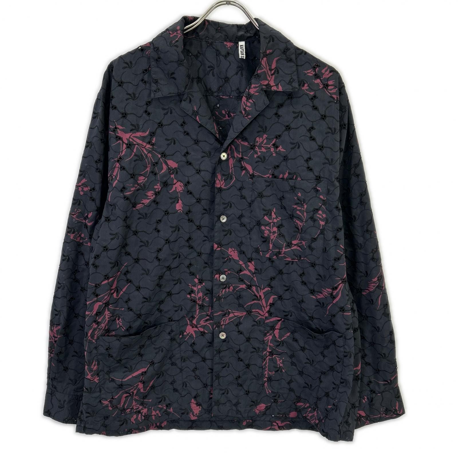 キャプテンサンシャイン 【×UNITED ARROWS】25SS KSUA25SSH01 ネイビー×パープル オープンカラー シャツ ジャケット 40