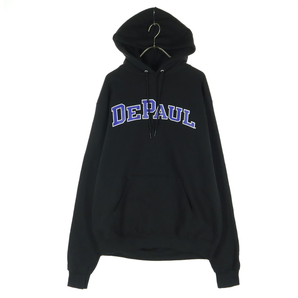 美品 Champion チャンピオン プリント 長袖 裏起毛 スウェットパーカー M ブラック