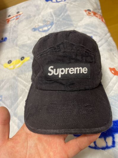 Supreme Frayed Logos Denim Camp Cap "Black"