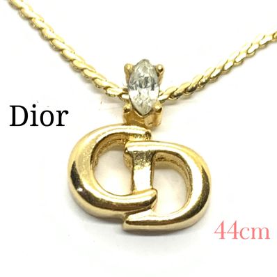 Dior CD Logo Rhinestone Necklace "Gold"