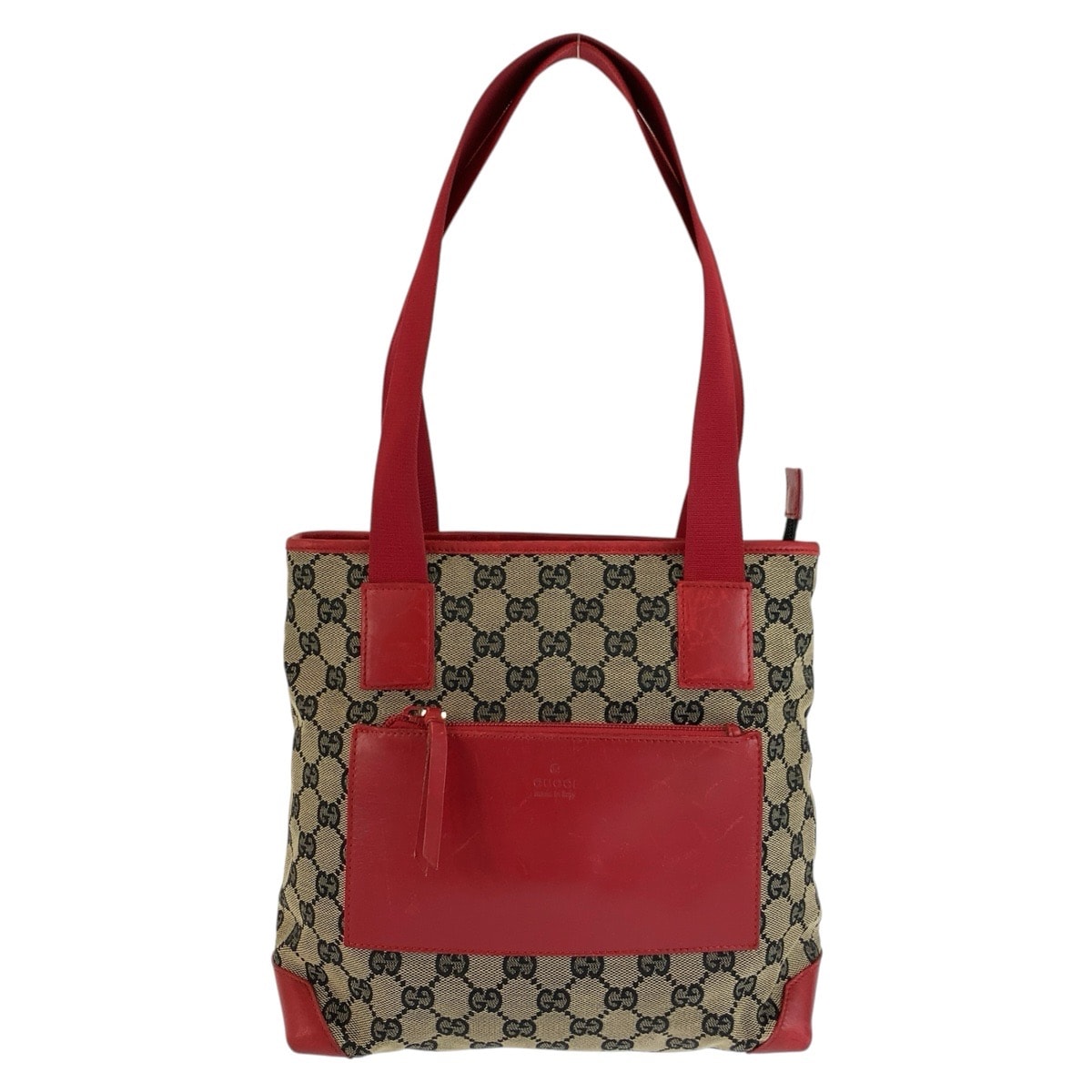 美品 GUCCI グッチ レッド ベージュ GGキャンバス レザー/ トートバッグ ショルダーバッグ 604637 【中古】