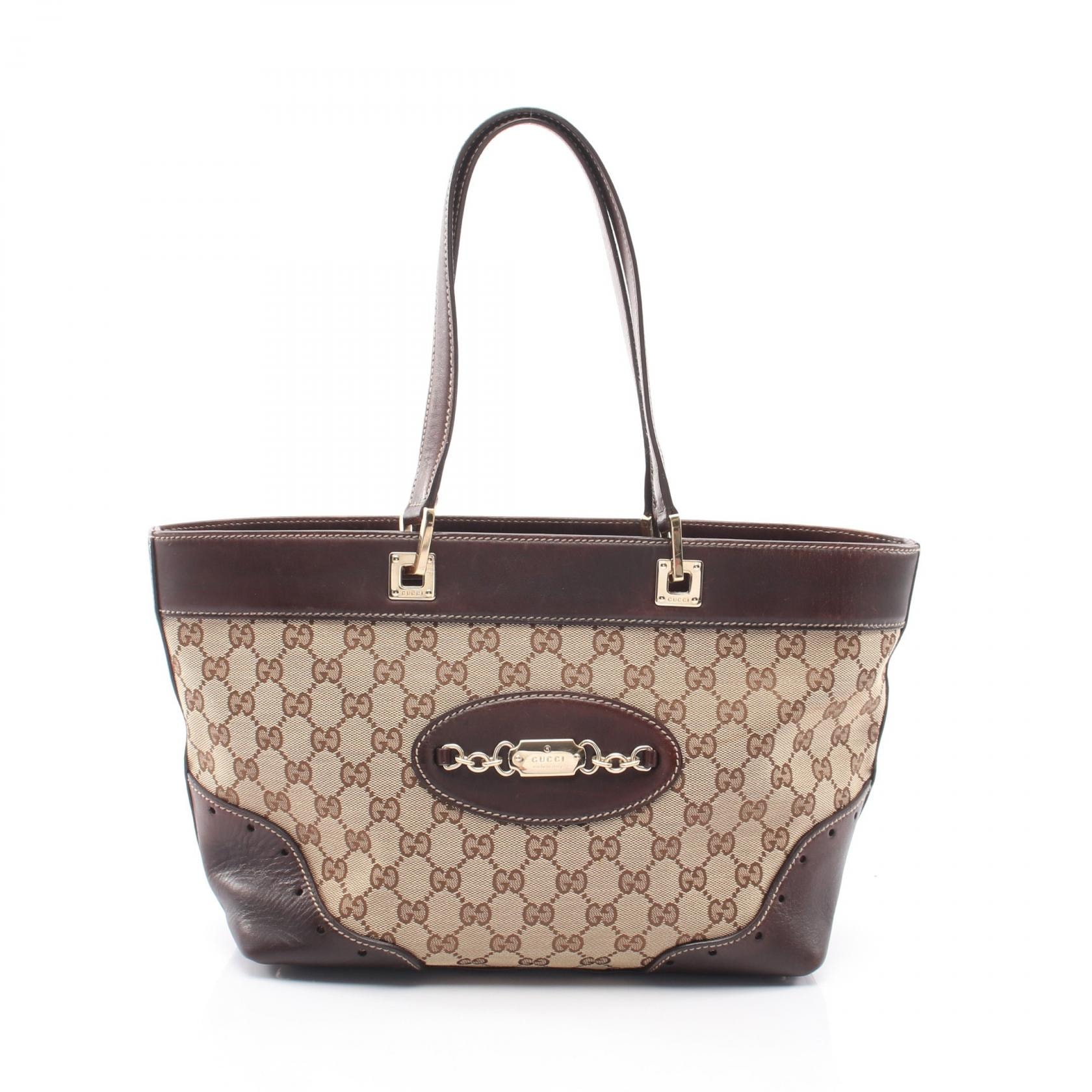グッチ GUCCI GGキャンバス トートバッグ バッグ キャンバス レザー レディース ベージュ系 / ブラウン系 145993 【中古】
