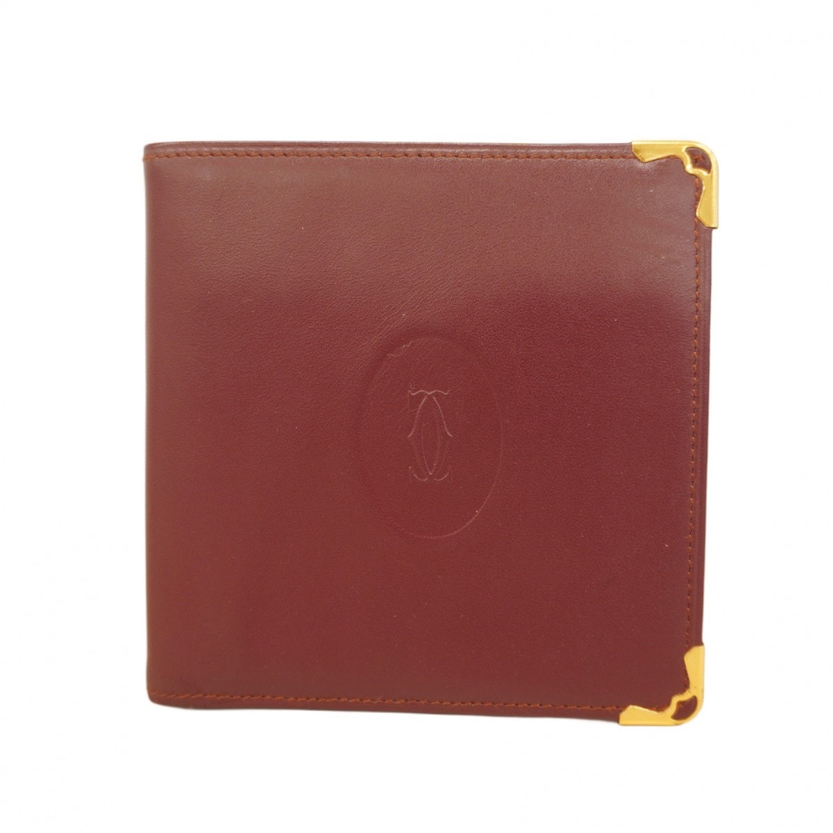【6cd4669】カルティエ 財布 マスト レザー ボルドー ゴールド金具【中古】メンズ