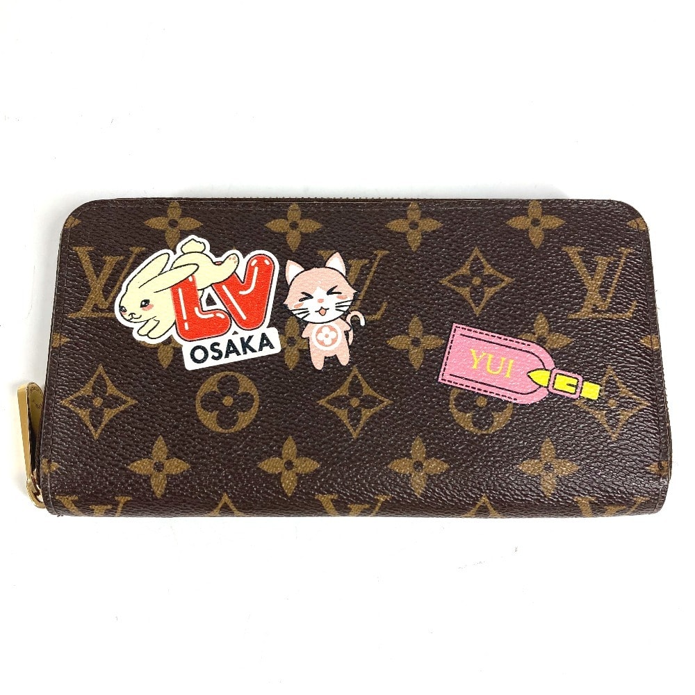 ルイヴィトン LOUIS VUITTON マイLVワールドツアー ジッピーウォレット M62149 モノグラム ステッカー ロングウォレット ラウンドファスナー 長財布 モノグラムキャンバス ブラウン