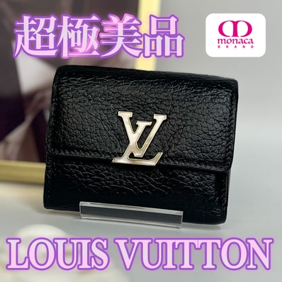 超極美品 LOUIS VUITTON ポルトフォイユ カプシーヌ XS 三つ折り財布 ブラック メンズ レディース