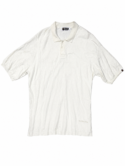 A BATHING APE SOLID CAMO JACQUARD RELAXED FIT POLO SHIRT ポロシャツ ホワイト