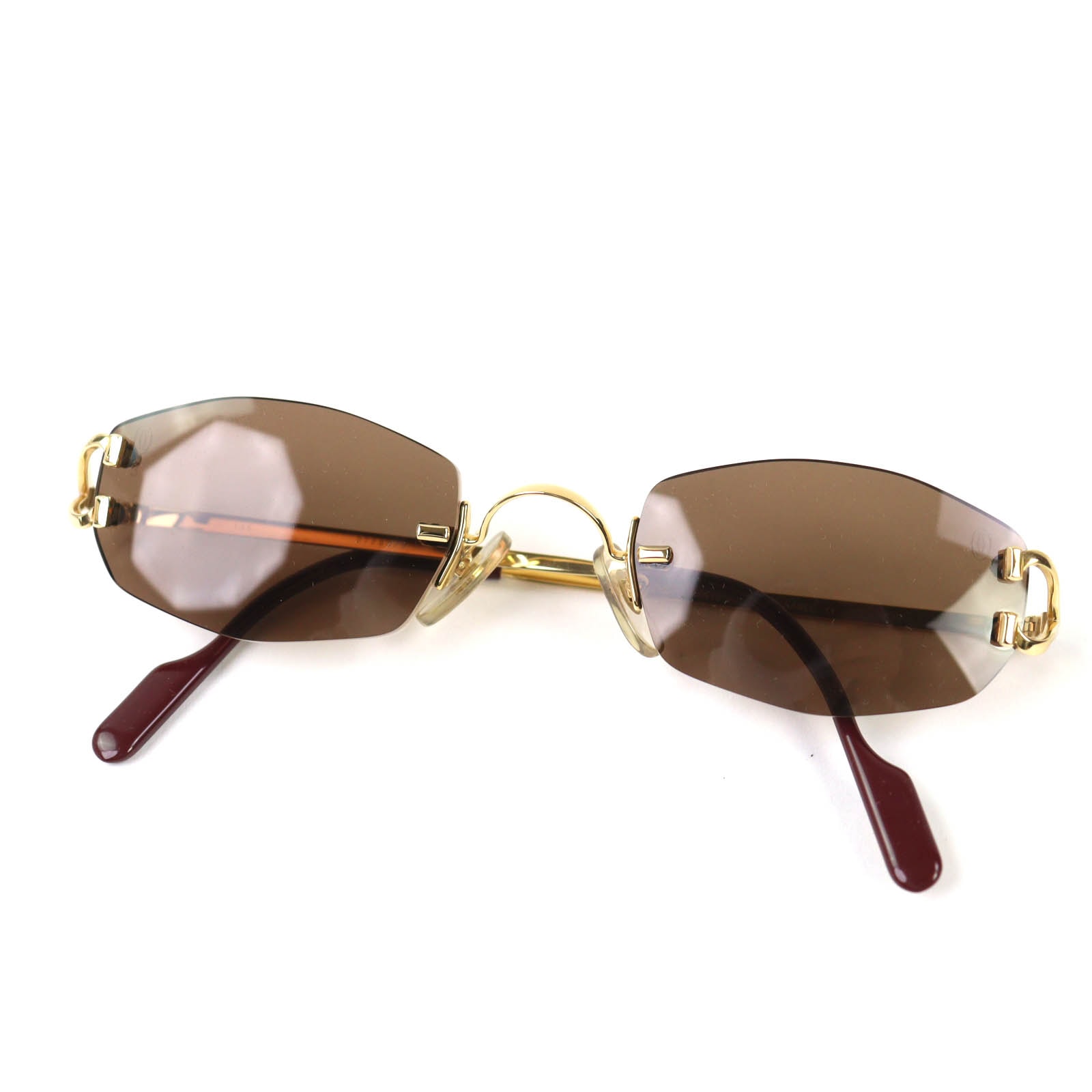 美品 カルティエ 2Cデコール ツーポイント リムレスサングラス □22 135