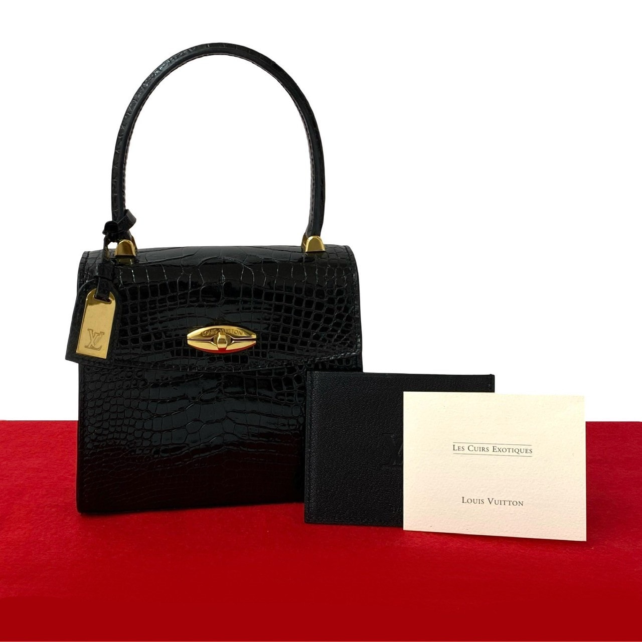 LOUIS VUITTON ルイヴィトン ミニ マルゼルブ クロコダイル ハンドバッグ ブラック
 74917