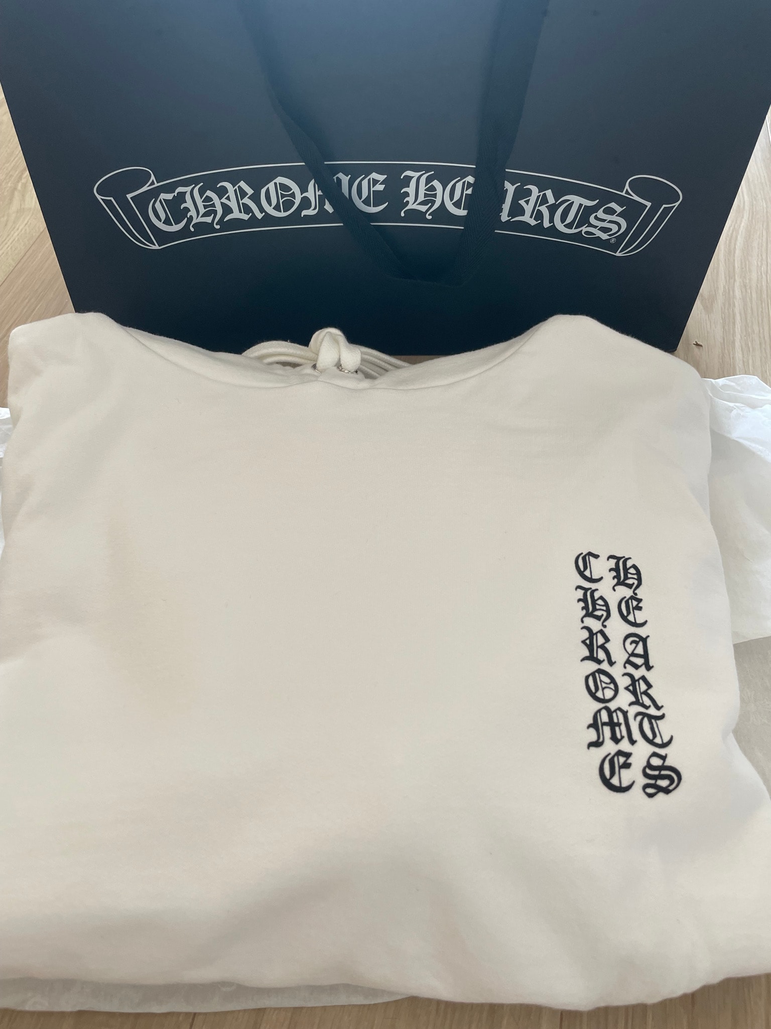 Chrome Hearts Vertical Logo Pullover Hoodie "White"