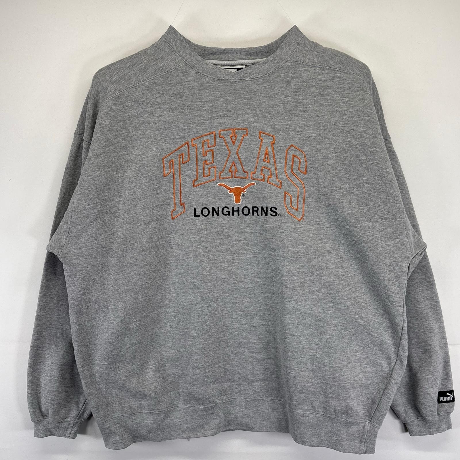 古着 90's/90年代 プーマ PUMA スウェット 大きいサイズ トレーナー vネック スポーツ  カレッジデザイン 2XL  グレー系 メンズ