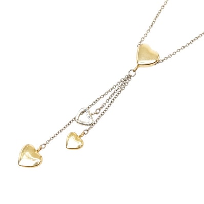 ティファニー マルチハート ドロップ ネックレス K18YG イエローゴールド K18WG ホワイトゴールド レディース TIFFANY&Co. 【中古】