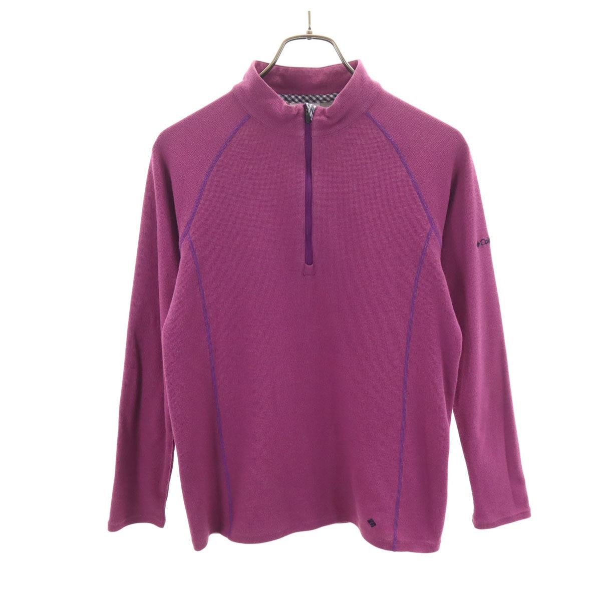 Columbia コロンビア 長袖 ハーフジップ Tシャツ M パープル系 プルオーバー アウトドア ロンT