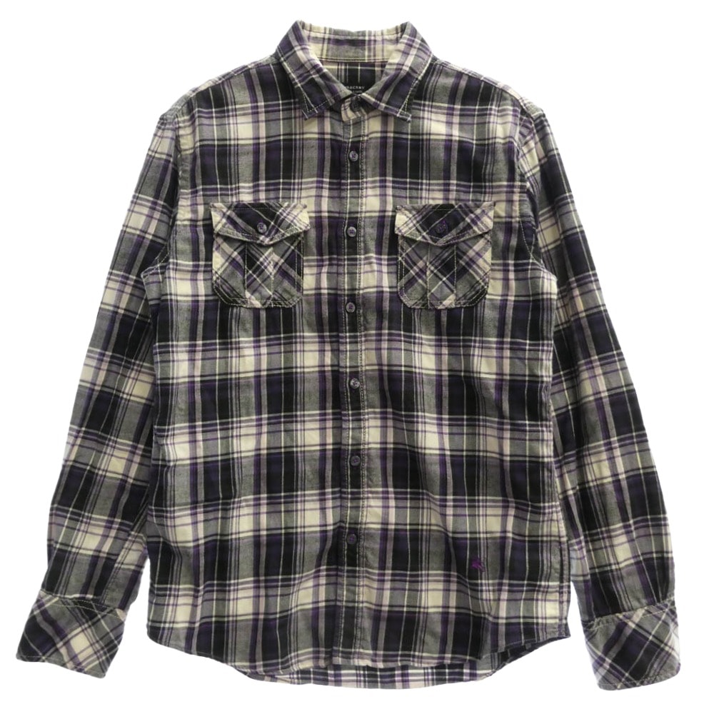 BURBERRY BLACK LABEL バーバリーブラックレーベル 長袖シャツ BMW21-108-36 チェック 長袖 シャツ パープル系 2【中古】