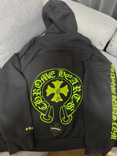Chrome Hearts HD Charity CH Plus Leather Patch Hoodie "Black/Green"