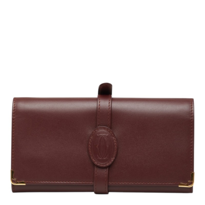 カルティエ マストライン 小物入れ マルチケース ポーチ ワインレッド レザー レディース CARTIER 中古