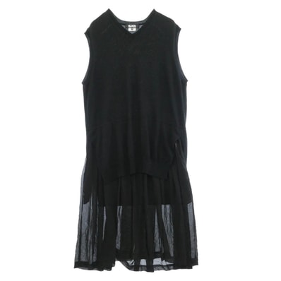 BLACK COMME des GARCONS ブラックコムデギャルソン 1H-O004 AD2021 ニットベスト ドッキング ノースリーブ ワンピース ブラック系 S【中古】