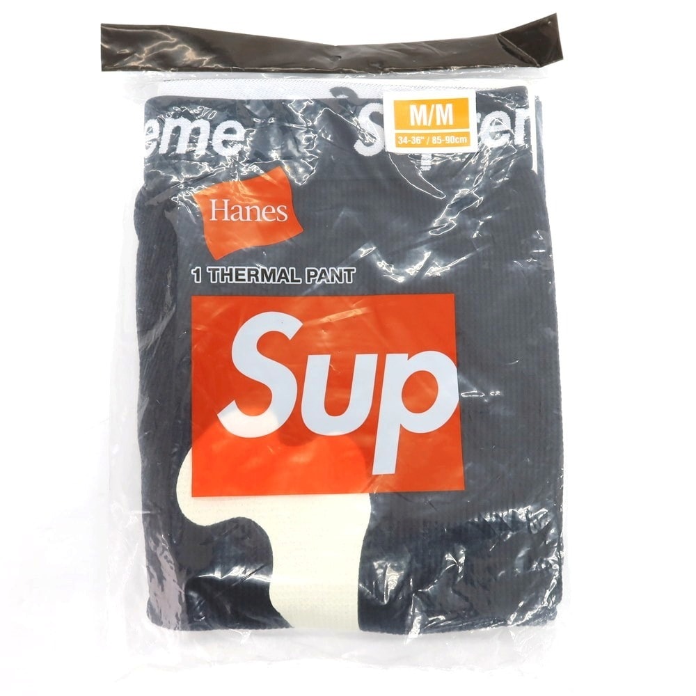 【中古】【未使用】シュプリーム Supreme Hanes Bones Thermal Pant コットン サーマルパンツ ブラック【サイズM】【メンズ】