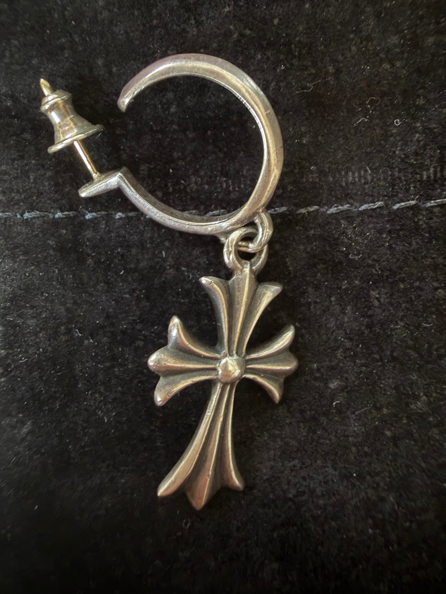 Chrome Hearts Tiny CH Cross Hoop Earrings "Silver"