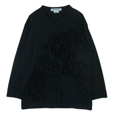 COMME des GARCONS コムデギャルソン RF-T001 AD2020 コムコム フリル ポリエステル 長袖 カットソー ブラック系 M【中古】