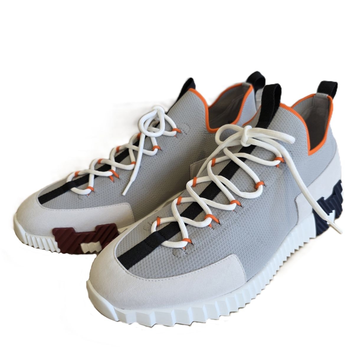 HERMES エルメス リフト Hロゴ スリッポンスニーカー  スニーカー ニット グレー  メンズ【中古】