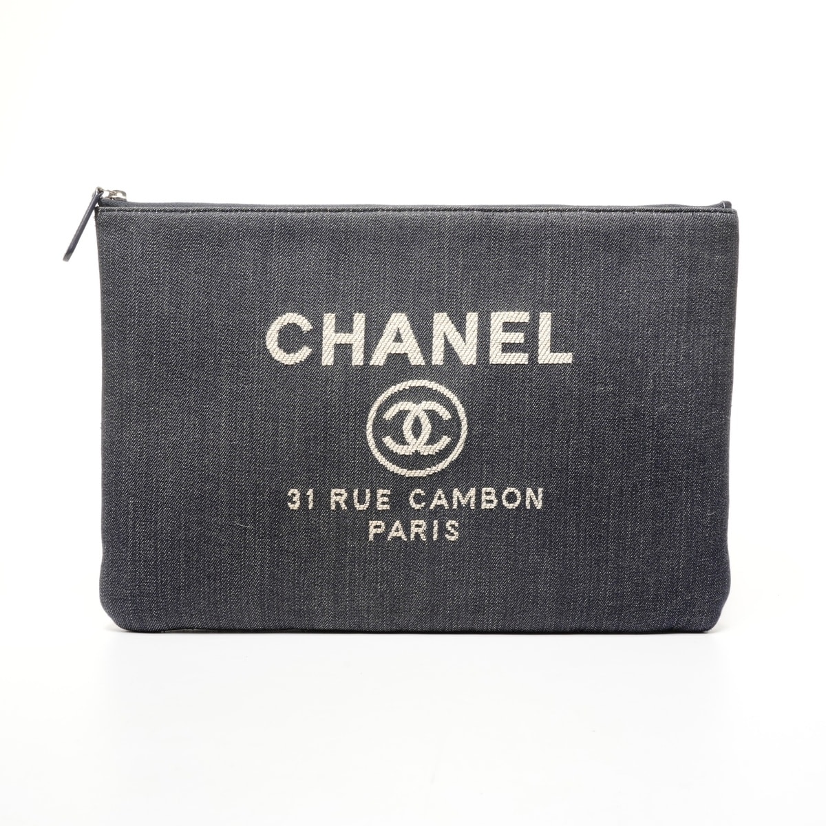 シャネル CHANEL 21番台 2015-2016 デニム ロゴ クラッチバッグ【中古】