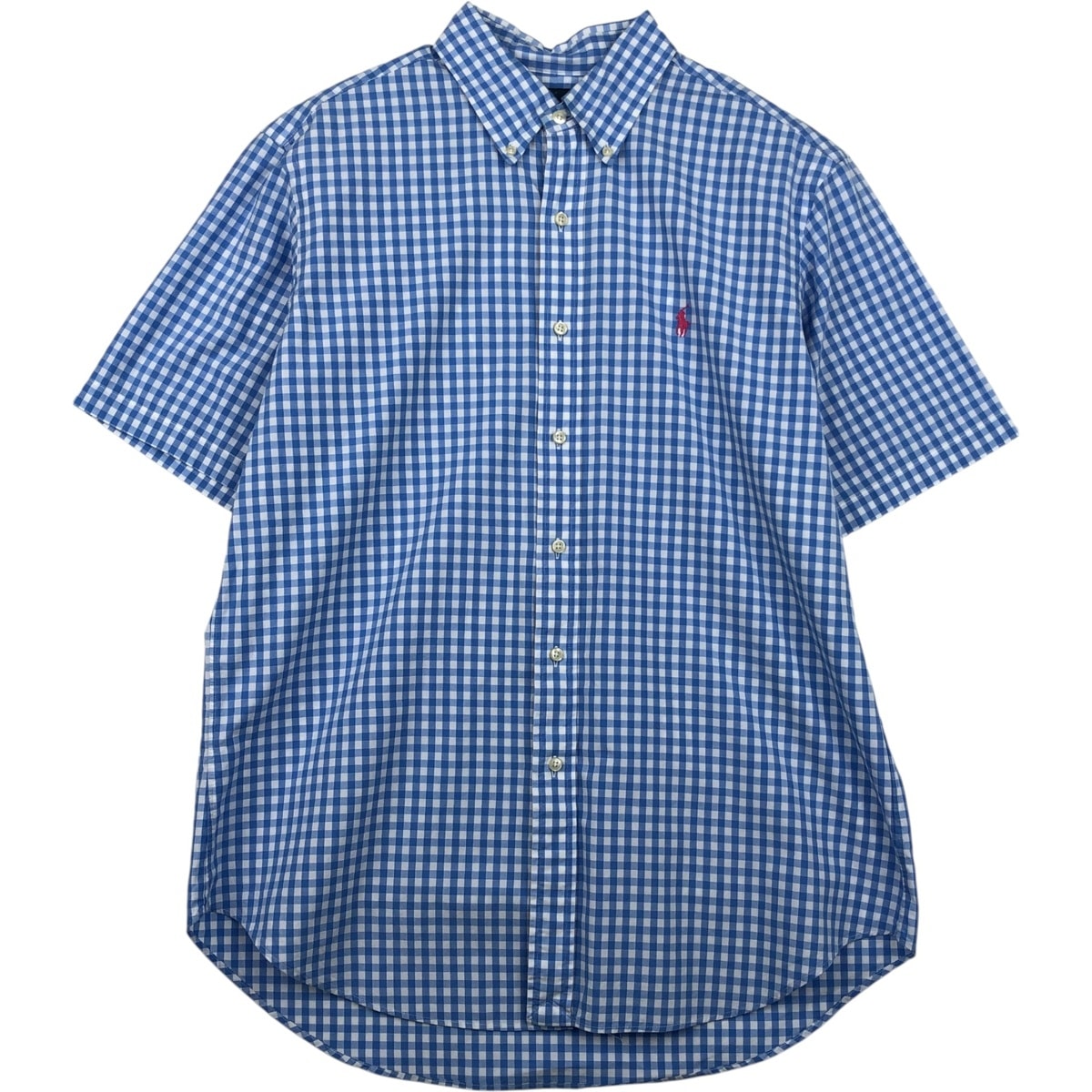 古着 ラルフローレン Ralph Lauren CLASSIC FIT クラシックフィット ギンガムチェック 半袖 ボタンダウン チェックシャツ メンズL相当/eaa640958
